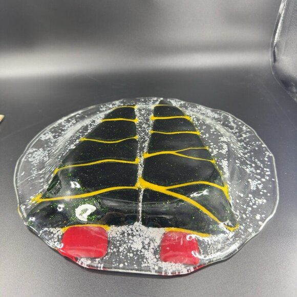 Hand Made Fused Art Glass Dish Plate Platter Christmas Tree Iridescent Glass VTG - Picture 14 of 16
